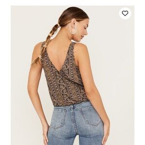 We The Free Brown and Black Asymmetrical Tank Top